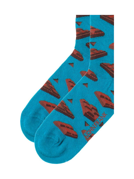 John Frank Chocolate Men's Patterned Socks Blue