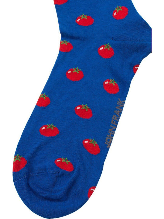 John Frank Tomatoes Ανδρικές Κάλτσες με Σχέδια Μπλε John Frank Tomatoes Ανδρικές Κάλτσες με Σχέδια Μπλε