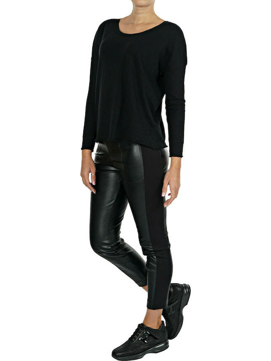 Damen Bluse Langärmelig Schwarz