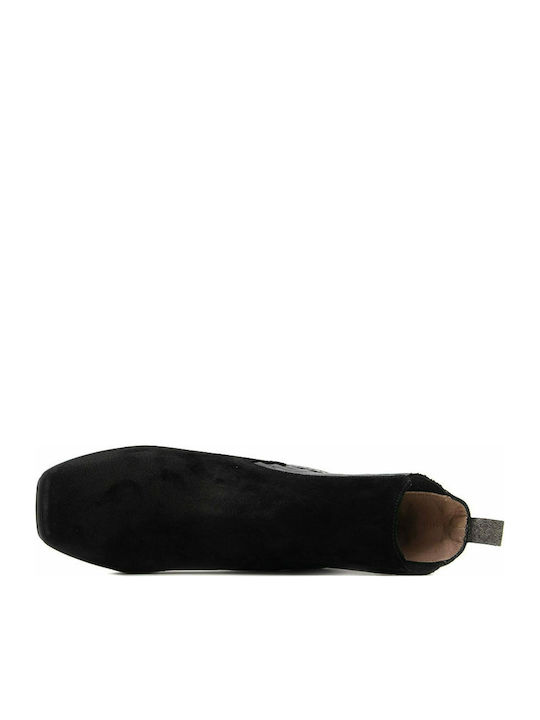 Leather Women's Chelsea Boots with Medium Heel Black