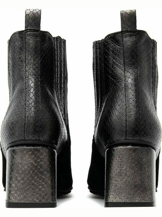 Leather Women's Chelsea Boots with Medium Heel Black