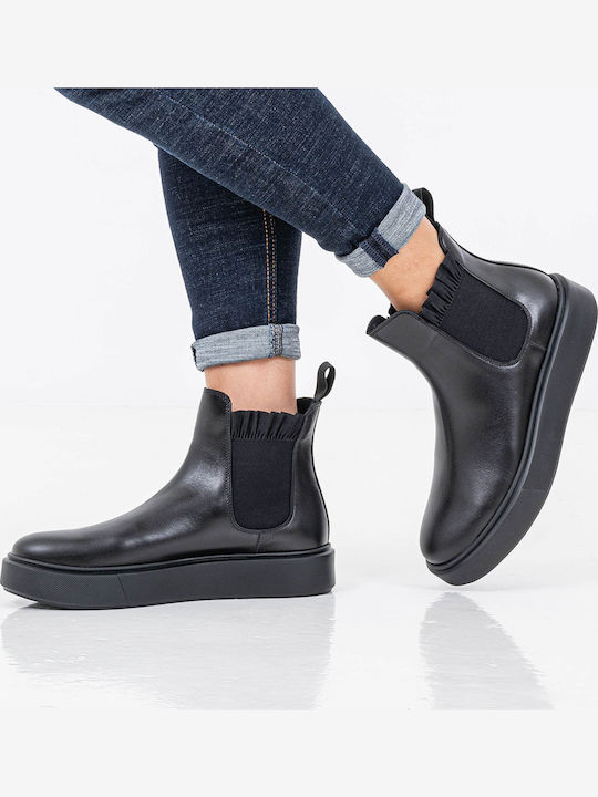 Leather Women's Ankle Boots Black