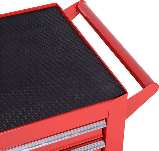 Durhand Rollbar Metallisch Werkzeugkiste B69xT33xH75cm Trolley-Toolbox mit 7 Schubladen