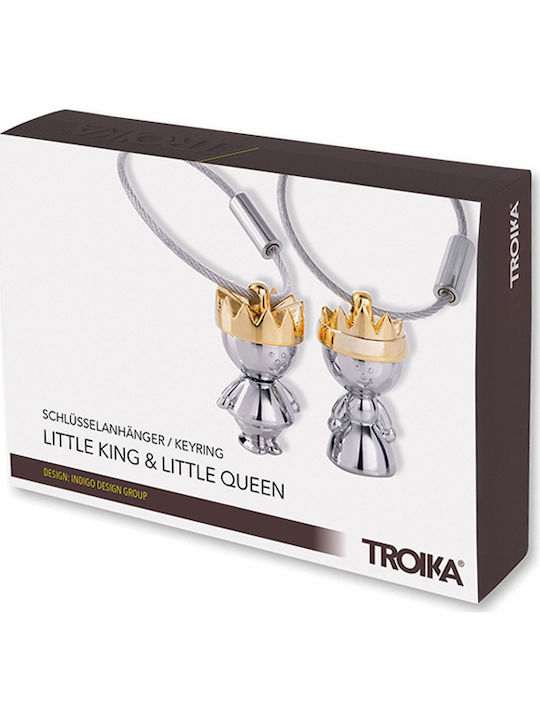 Troika Set Keychain Little King + Queen Metallic Silver 2pcs