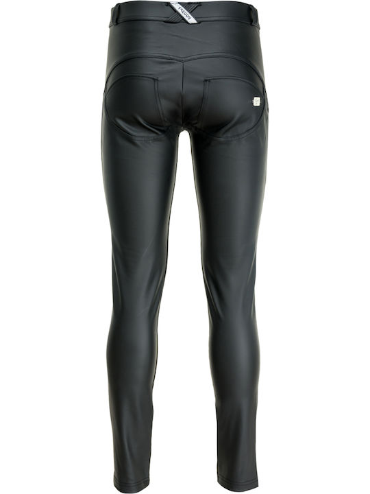 Freddy Wr.Up Regular Rise Skinny Women's Leather Trousers Push-up in Skinny Fit Black