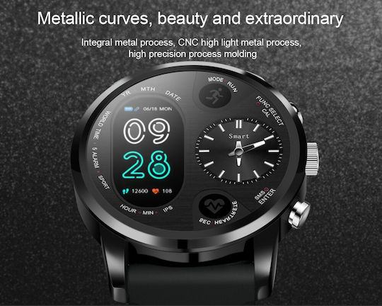 Lemfo T3 Pro Smartwatch με Παλμογράφο (Μαύρο)