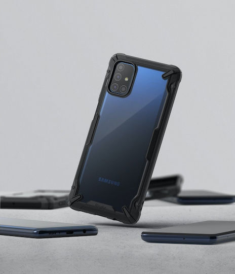 Ringke Fusion X Back Cover Plastic 2mm cu Curea Set cu Geam Negru (Galaxy M51)