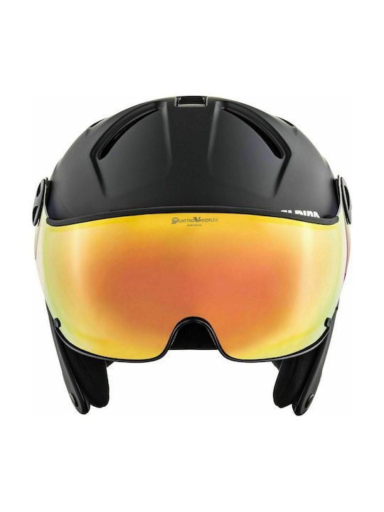 Alpina Attelas Visor QVMM Ανδρικό Κράνος για Σκι & Snowboard σε Μαύρο Χρώμα