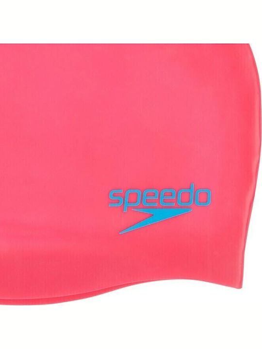 Speedo Plain Moulded Silicone Kids Swimming Cap Pink
