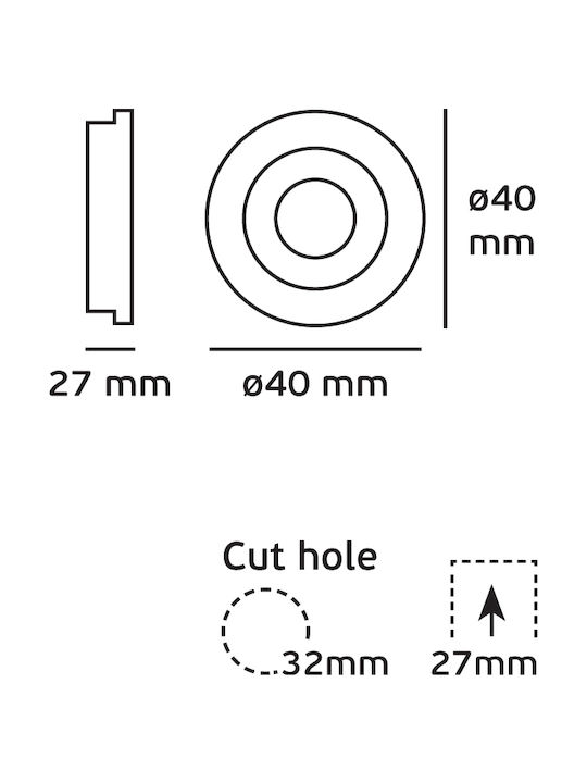 VK Lighting Round Plaster Recessed Spot with Integrated LED and Natural White Light 3W White 1pcs