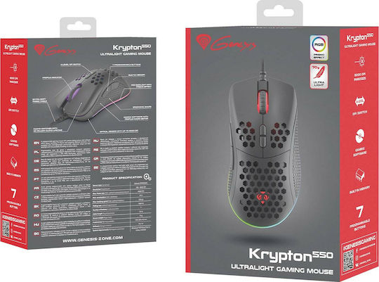 Genesis Krypton 550 RGB Gaming Ποντίκι 8000 DPI Μαύρο