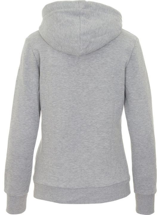 Luster Μακρύ Γυναικείο Φούτερ με Κουκούλα Grey Marl