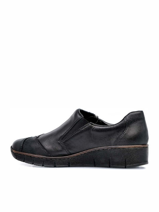 Ανατομικά Γυναικεία Slip-On Δερμάτινα Μαύρα