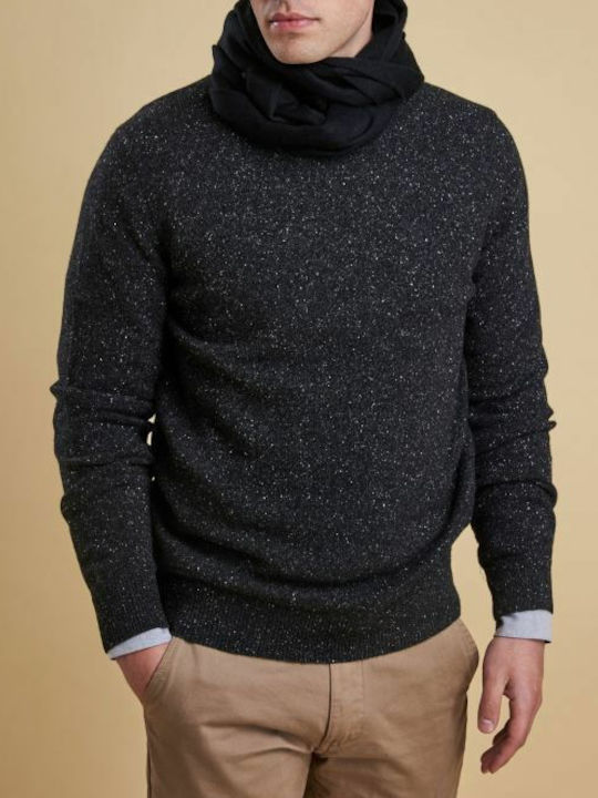 Plain Lambswool Men's Wool Scarf Black
