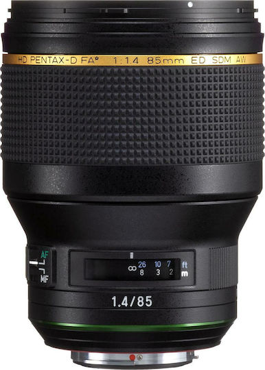 Pentax Crop Φωτογραφικός Φακός HD D FA 85mm F1.4 ED SDM AW Telephoto για Pentax K Mount Μαύρος