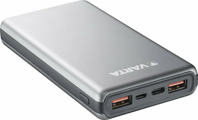 Varta Fast Energy Power Bank 15000mAh 18W с 2 USB-A порта и USB-C порт Бързо зареждане 3.0 / Power Delivery Сребрист