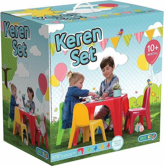 Keren Set Masă cu Scaune pentru Copii din Plastic Multicolor Starplay
