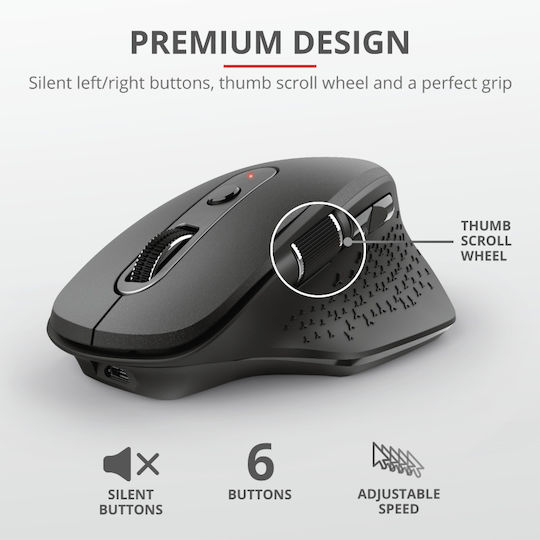 Trust Ozaa Wireless Ergonomic Mouse Black