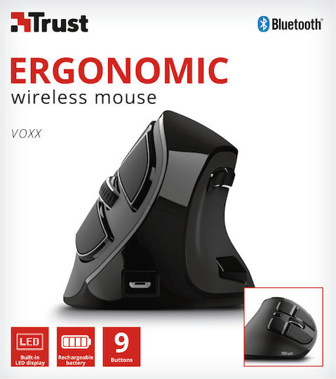 Trust Voxx Wireless & Wired Ergonomic Bluetooth Vertical Mouse Black