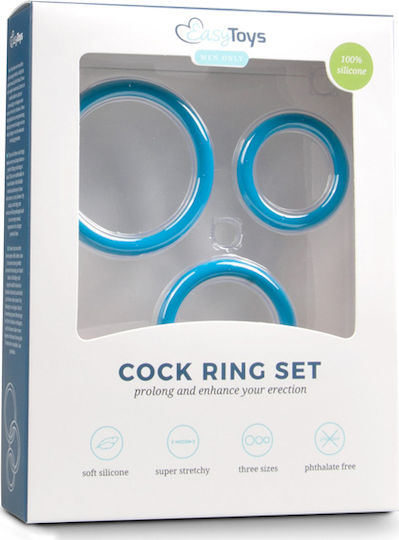 Easytoys Men Only Three Size Cock Ring Set Сет Пръстени Петел Син 3бр