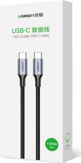 Ugreen US316 Braided USB 2.0 Cable USB-C Male - USB-C 100W PD Black 2m