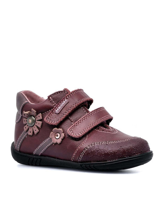 PAPISTAS KIDS BOOTS FOR GIRL BURGUNDY LEATHER