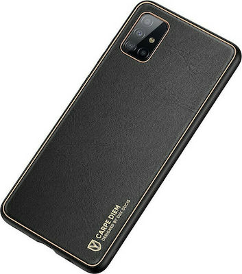 Dux Ducis Yolo Elegant Umschlag Rückseite Synthetisches Leder Schwarz (Galaxy A51)