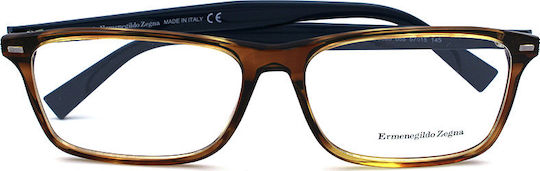 Zegna Men's Acetate Brown Prescription Eyeglass Frame EZ5069 055