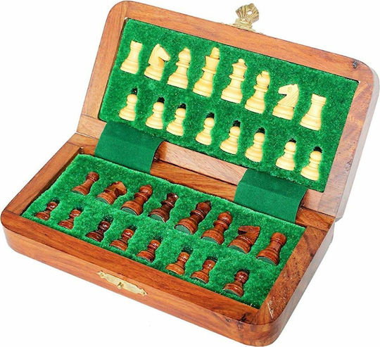 Manopoulos Magnetic Handmade Chess Wood Case with Pawns 20x20cm