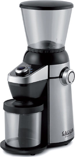 Gaggia Md 15 Electric Coffee Grinder 150W with 300g Capacity and 15 Grind Levels Silver