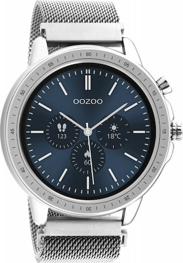 Oozoo Q00305 45mm Smartwatch με Παλμογράφο (Ασημί)