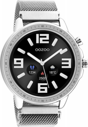 Oozoo Q00305 45mm Smartwatch με Παλμογράφο (Ασημί)