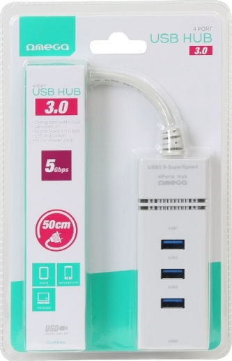 Omega OUH34 Hub 4 Θυρών USB 2.0 με σύνδεση USB-A Λευκό