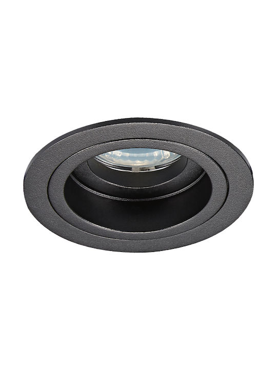 VK Lighting VK/03113G/B Round Metallic Recessed Spot with Socket GU10 Moving Black 9.2x9.2cm.