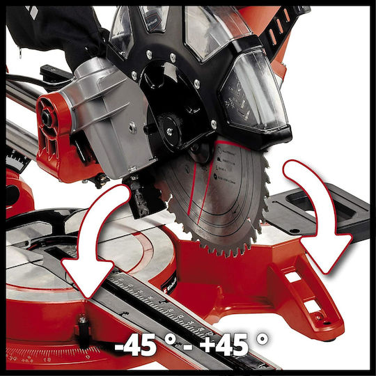 Einhell TC-SM 2534/1 Dual Fierăstrău Cu Tăietor De Unghi La Rețea 2350W Glisant Cu Ghid De Tăiere Laser Și Diametru Disc 250mm