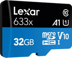 Lexar High-Performance 633x microSDHC 32GB Class 10 U3 V30 A2 UHS-I with Adapter