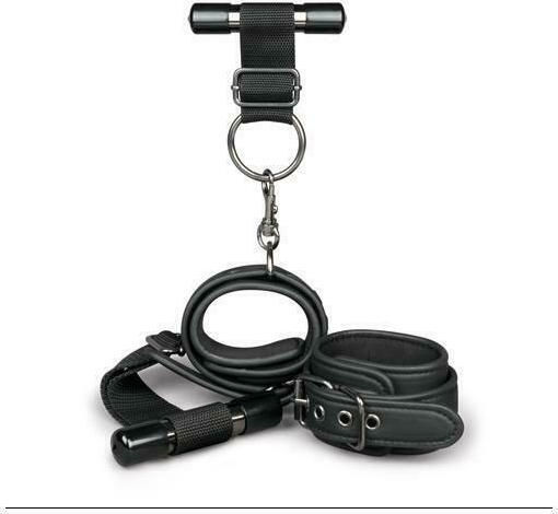 Easytoys Fetish Collection Over the Door Wrist Cuffs Door Restraint Set in Black Color