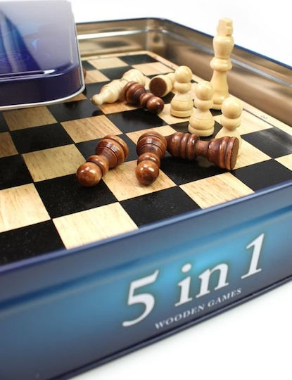 Настолна игра 5 in 1 Wooden Games за 2 играчи 8+ години (EN) Tactic
