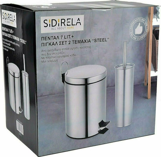 Sidirela Inox Set aus Toilettenbürste und Mülleimer für das Badezimmer 7Es Silber Sidirela Inox Set aus Toilettenbürste und Mülleimer für das Badezimmer 7Es Silber