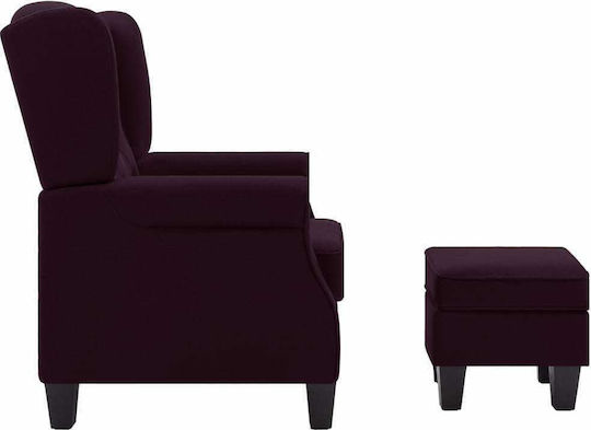 Bergère with Footstool Purple 68x78x94cm
