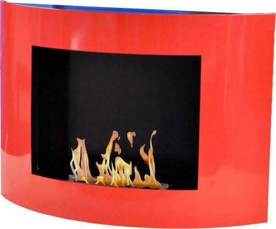 EcoHot Bio Oval Indoor Wall Mounted Bioethanol Fireplace Red 80x20x57cm