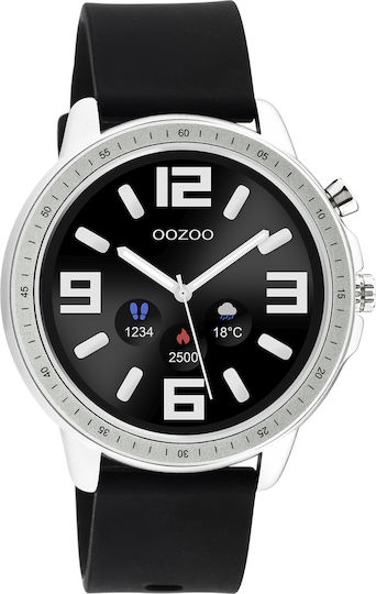 Oozoo Q00300 45mm Smartwatch cu Pulsometru (Curea de cauciuc negru)