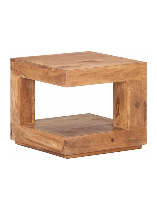 Square Side Table Made of Solid Wood Beige 45x45x40 cm