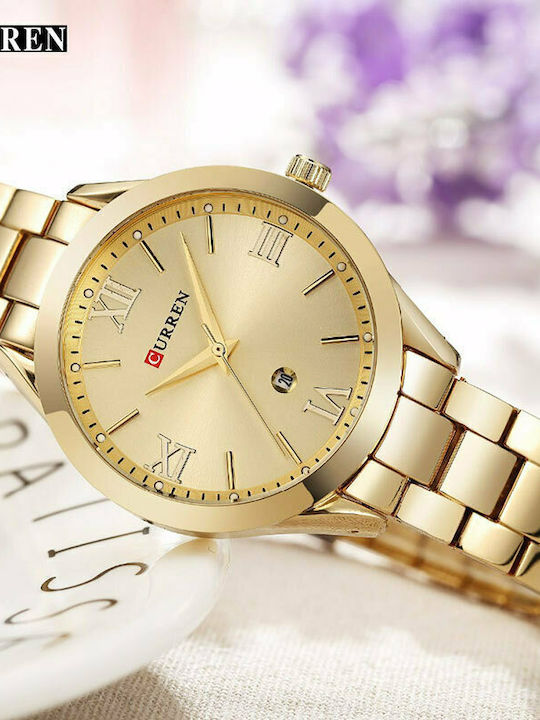 Curren Women's Watch with Gold Metal Bracelet