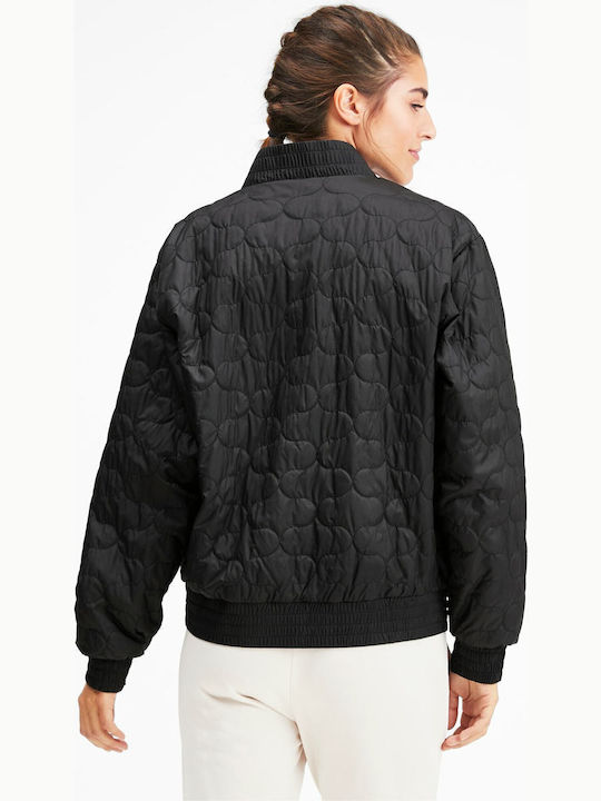 Women's Short Bomber Jacket for Spring or Autumn Black