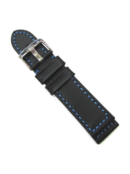 Tzevelion Lederriemen Black/Blue 24mm