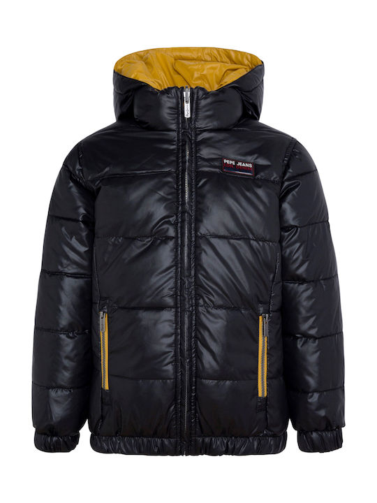 Cas Kinder Gestepptes Kurzes Doppelseitiges Kinderjacke mit Kapuze Gelb