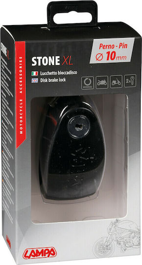 Lampa Stone XL Motorcycle Disc Brake Lock with 10mm Pin in Black