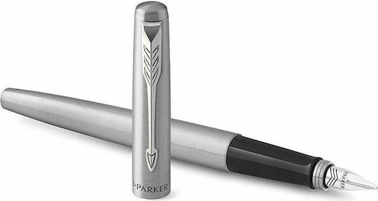 Jotter Core Pen Set Ballpoint Medium with Fountain Pen Medium made of Steel Silver in a case (in a paper cassette)