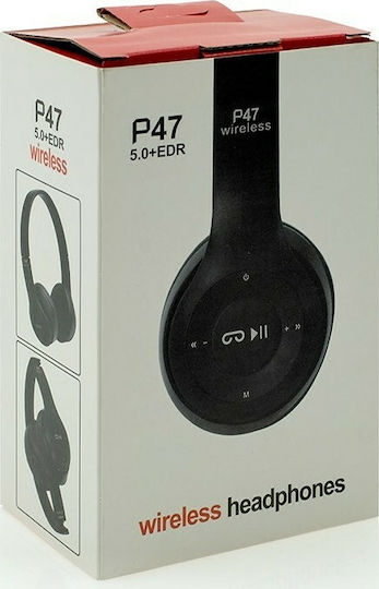 P47 Wireless BT On Ear Ακουστικά Μαύρα